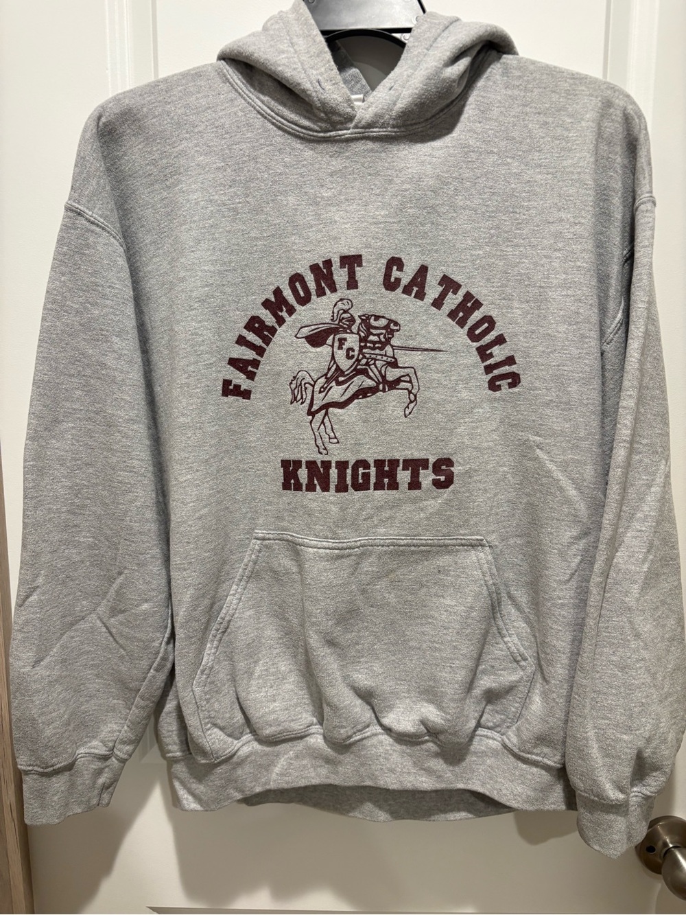UNISEX THICK WARM  Catholic Knights Grey Pullover Hoodie SZ- LARGE